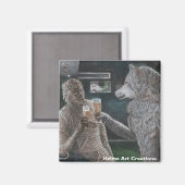 ミイラと人狼ビールボタン磁石を飲む マグネット (正面/裏面)