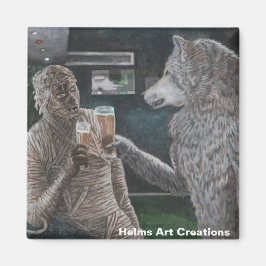 ミイラと人狼ビールボタン磁石を飲む マグネット