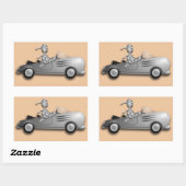 ミイラと車のシール 長方形シール (シート)