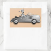 ミイラと車のシール 長方形シール (バッグ)