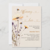 ミイラに野生の花の黄色のベージュの赤ちゃんシャワー 招待状 (正面)