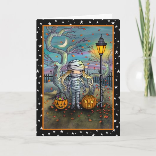 ミイラのかわいいハロウィンアートカード カード (正面)
