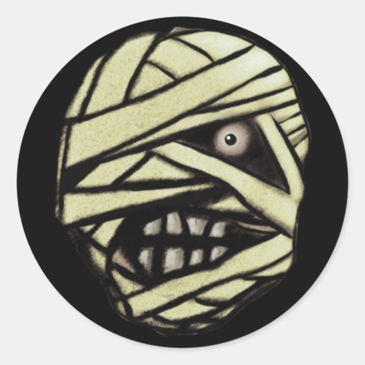 ミイラのシールを貼ったタッド・バンダ ラウンドシール (正面)