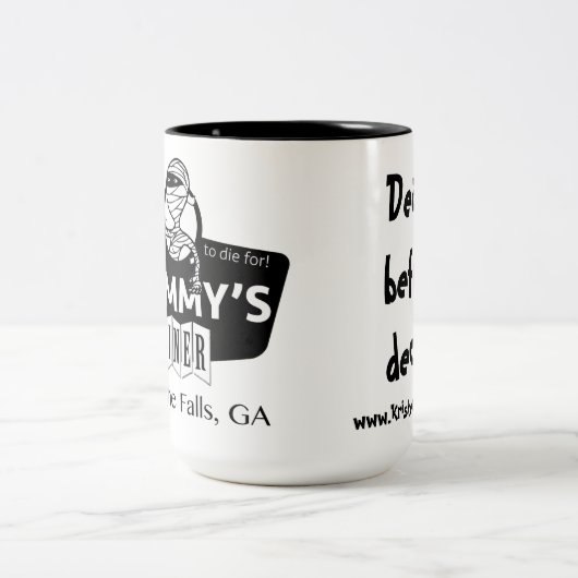 ミイラのダイナーのマグ- decafの前の死 ツートーンマグカップ (中央)