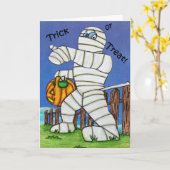 ミイラのトリック・オア・トリートのハロウィンカード カード (黄色い花)