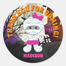 ミイラのハロウィーンありがとうステッカーパーソナライズされた ラウンドシール