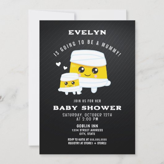 ミイラのハロウィーンの赤ちゃんシャワーになる 招待状 (正面)