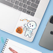ミイラのハロウィーンキャンディおもしろいの子供をトリックまたは治療 シール (ノートパソコンとiPhone)