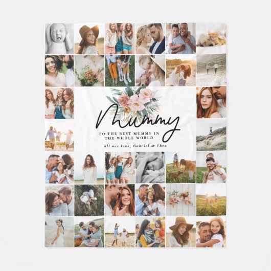 ミイラのプレゼント写真数々の美しいフローラ フリースブランケット (正面)