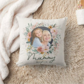 ミイラのプレゼント写真水色フローラ母の日 クッション (ブランケット)