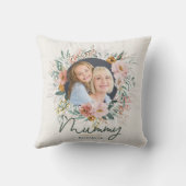 ミイラのプレゼント写真水色フローラ母の日 クッション (裏面)