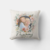 ミイラのプレゼント写真水色フローラ母の日 クッション (正面)