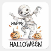 ミイラの動き – ハロウィーンのハロウィーン スクエアシール (正面)
