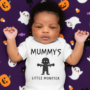 ミイラの小さなモンスター面白いハロウィーンの赤ちゃんシャワー ベビーボディスーツ