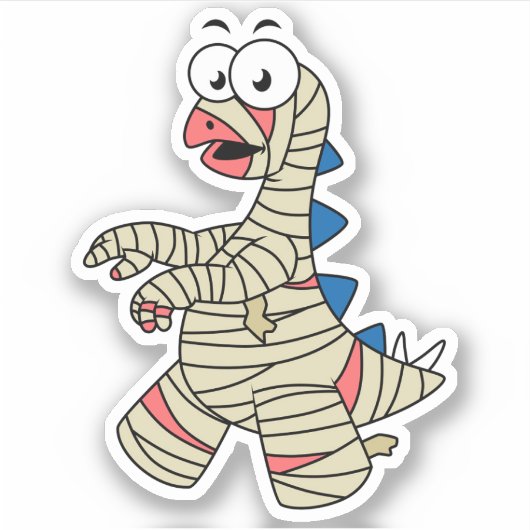 ミイラの格好をした漫画のステゴサウルス。 シール (正面)