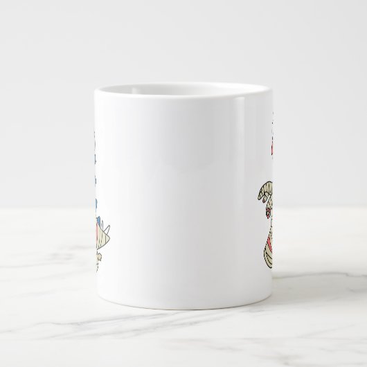 ミイラの格好をした漫画のステゴサウルス。 ジャンボコーヒーマグカップ (正面)