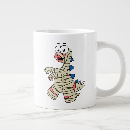 ミイラの格好をした漫画のステゴサウルス。 ジャンボコーヒーマグカップ (右)