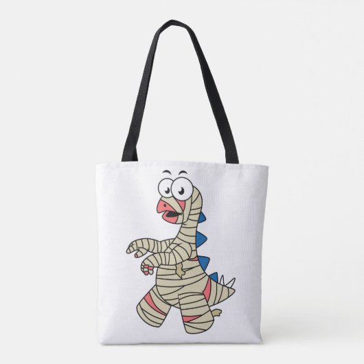 ミイラの格好をした漫画のステゴサウルス。 トートバッグ (裏面)