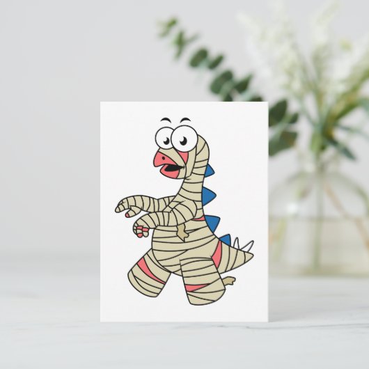 ミイラの格好をした漫画のステゴサウルス。 ポストカード (スタンド正面)