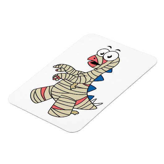 ミイラの格好をした漫画のステゴサウルス。 マグネット (左側)