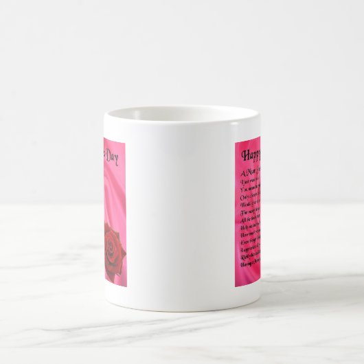 ミイラの詩-母の日-はピンクの絹及び上がりました コーヒーマグカップ (中央)