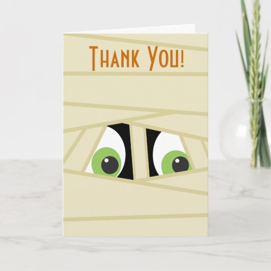 ミイラの頭部のハロウィンの不気味なサンキューカード サンキューカード (正面)