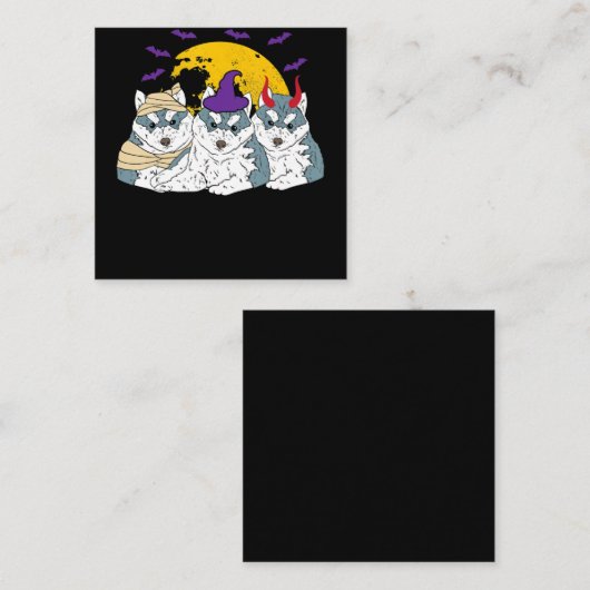 ミイラの魔女シベリアン・ハスキー犬 |ハロウィーンのプレゼント スクエア名刺 (正面/裏面)