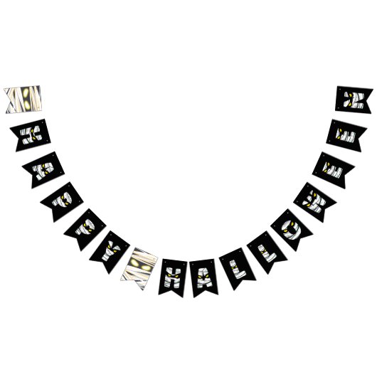 ミイラをテーマにしたハッピーハローウィンのバンティングフラグ バンティングフラッグ (全)