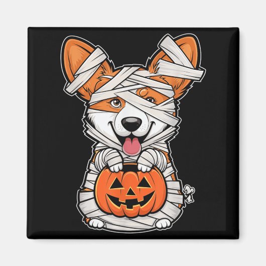ミイラカボチャハロウィンペット犬 マグネット (正面)