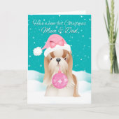 ミイラ及びパパのシーズー（犬）のTzu犬のクリスマスの挨拶状 シーズンカード (正面)