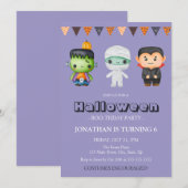ミイラ吸血鬼モンスターキッズハロウィン誕生日 招待状 (正面/裏面)