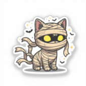 ミイラ子猫白熱［赤熱］光を放つ – アイズハロウィンビニル シール (正面)