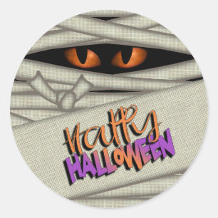 ミイラ目ハッピーハローウィンオレンジ/紫ID685 ラウンドシール