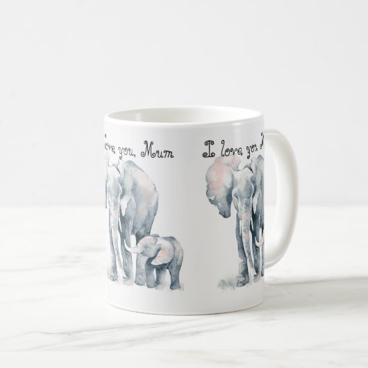ミイラ象のマグ、私はミイラ、母の日愛します コーヒーマグカップ (正面右)
