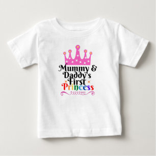 ミイラ&ダディ初プリンセスベビーTシャツ6分 ベビーTシャツ
