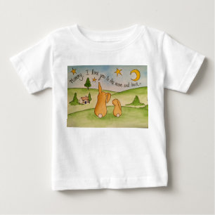 ミイラ、私は月および背部Tシャツに愛します ベビーTシャツ