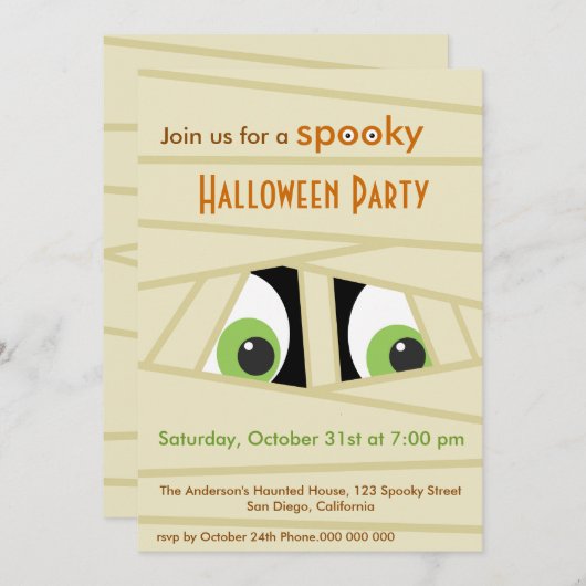 ミイ不気味ミーヘッドハローウィンパーティ招待状 招待状 (正面/裏面)
