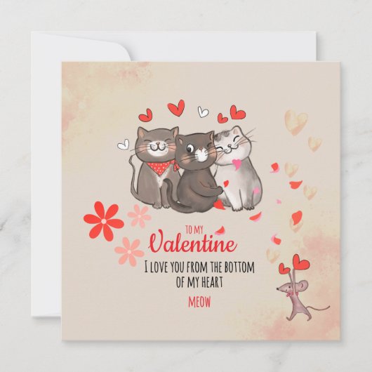 ミウカワイキャッツヴァレンティーンズフラットホリデーカード シーズンカード (正面)