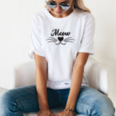 ミウキャットムスタヒーズ鼻ハートミニマルおもしろいスト Tシャツ