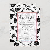 ミウシンプル白黒モダンキャッツタイポグラフィ サンキューカード (正面/裏面)