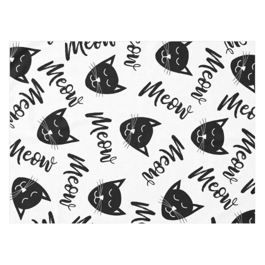 ミウシンプル白黒モダンキャッツタイポグラフィ テーブルクロス (正面(横))