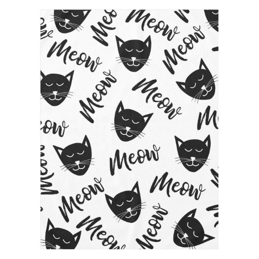 ミウシンプル白黒モダンキャッツタイポグラフィ テーブルクロス (正面)