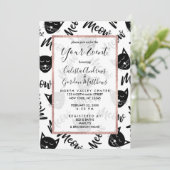 ミウシンプル白黒モダンキャッツタイポグラフィ 招待状 (スタンド正面)