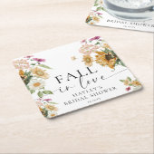 ミウスサンフラワー秋インラブオータムブライダルシャワー スクエアペーパーコースター (アングル)