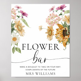 ミウスサンフラワー秋フローラフラワーバー標識 ポスター