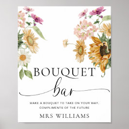 ミウスサンフラワー秋フローラブーケフラワーバーサイン ポスター