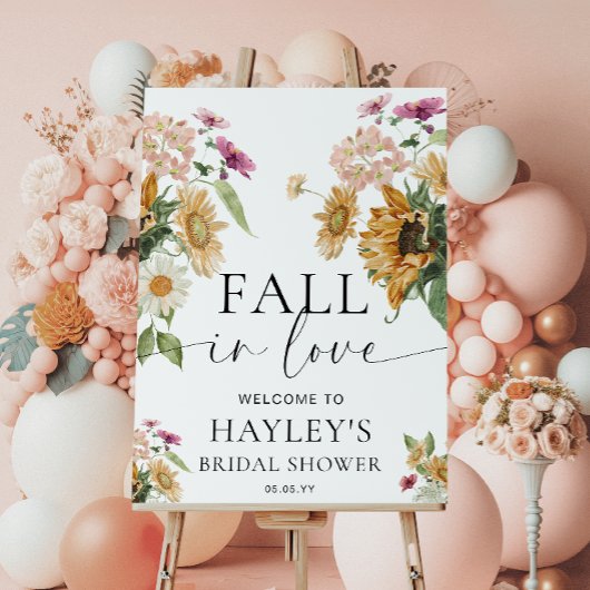 ミウスサンフラワー秋ブライダルシャワーウェルカムサイン ポスター
