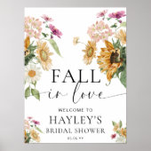 ミウスサンフラワー秋ブライダルシャワーウェルカムサイン ポスター (正面)