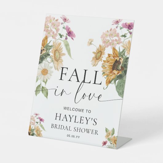 ミウスサンフラワー秋ブライダルシャワーウェルカムサイン 台座サイン (正面)