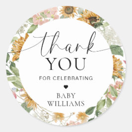 ミウスサンフラワー秋ベビーシャワーありがとうございますお願い ラウンドシール